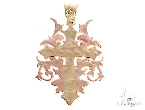 Black Ink Crew Small 14k Two Tone Diamond Filigree Cross Pendant 65102 - Image 3