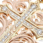 Black Ink Crew Small 14k Two Tone Diamond Filigree Cross Pendant 65102 - Image 4