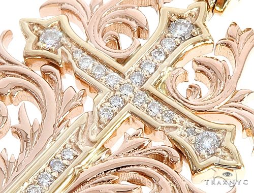 Black Ink Crew Small 14k Two Tone Diamond Filigree Cross Pendant, photo 4 of 7