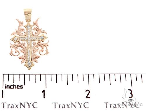 Black Ink Crew Small 14k Two Tone Diamond Filigree Cross Pendant 65102 - Image 6