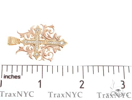 Black Ink Crew Small 14k Two Tone Diamond Filigree Cross Pendant 65102 - Image 7