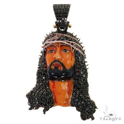 Black Passion Diamond Jesus Pendant - Large 68956 - Image 1