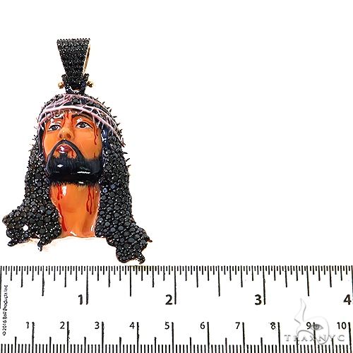 10K Gold Passion Black Diamond Jesus Pendant [Large], photo 5 of 7