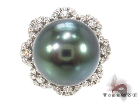 Black Pearl Diamond Ring 32668 - Image 2