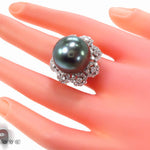 Black Pearl Diamond Ring 32668 - Image 7