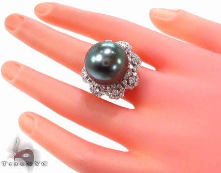 Black Pearl Diamond Ring 32668 - Image 7