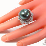 Black Pearl Diamond Ring 32668 - Image 8