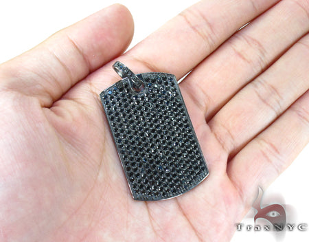 Black Prong Diamond with Black Gold Dog Tag 26707 - Image 7