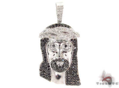 Black and White Diamond Jesus Pendant 31074 - Image 1