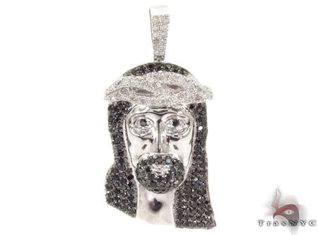 Black and White Diamond Jesus Pendant 31074 - Image 1