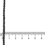 Black diamond bead bracelet with faceted round beads, shown next to ruler for size reference.