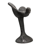Black diamond-encrusted Spirit of Ecstasy hood ornament with silver accents.