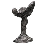 Black Spirit of Ecstasy figurine encrusted with black diamonds on silver base.