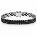 Black Elegance Triple-Row Tennis Bracelet 71647