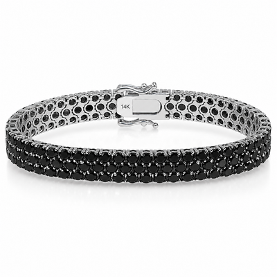 Black Elegance Triple-Row Tennis Bracelet 71647