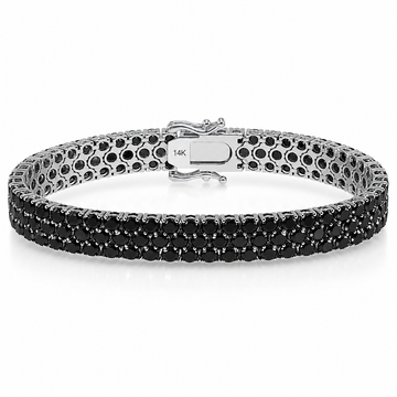 Black Elegance Triple-Row Tennis Bracelet in 14K gold