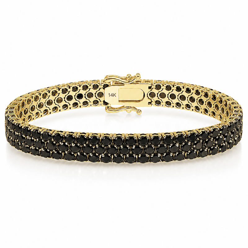 Black Elegance Triple-Row Tennis Bracelet 71647