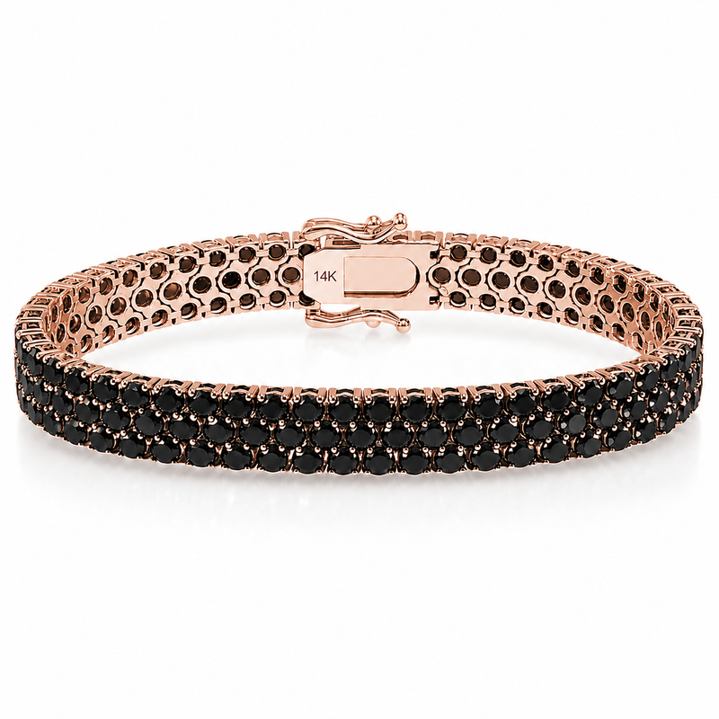 Black Elegance Triple-Row Tennis Bracelet 71647