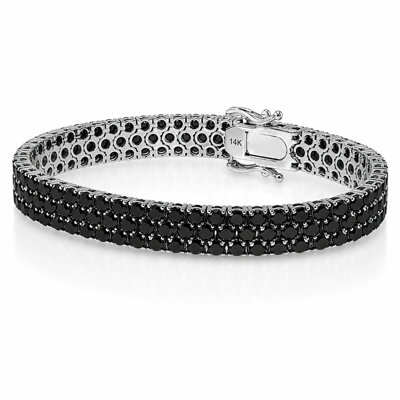 Black Elegance Triple-Row Tennis Bracelet 71647