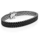 Black Elegance Triple-Row Tennis Bracelet 71647