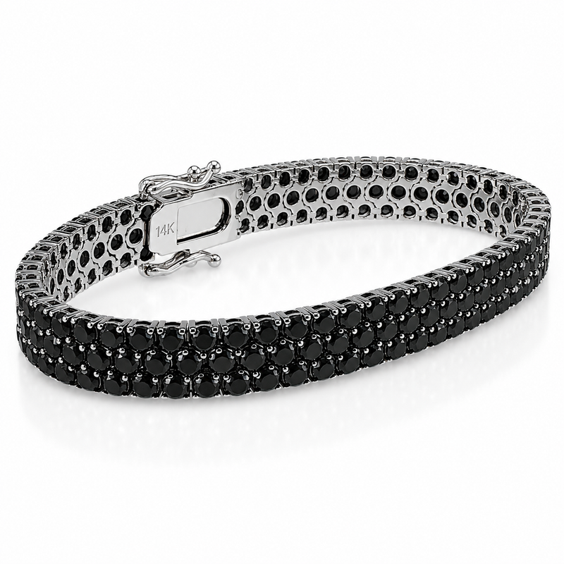 Black Elegance Triple-Row Tennis Bracelet 71647