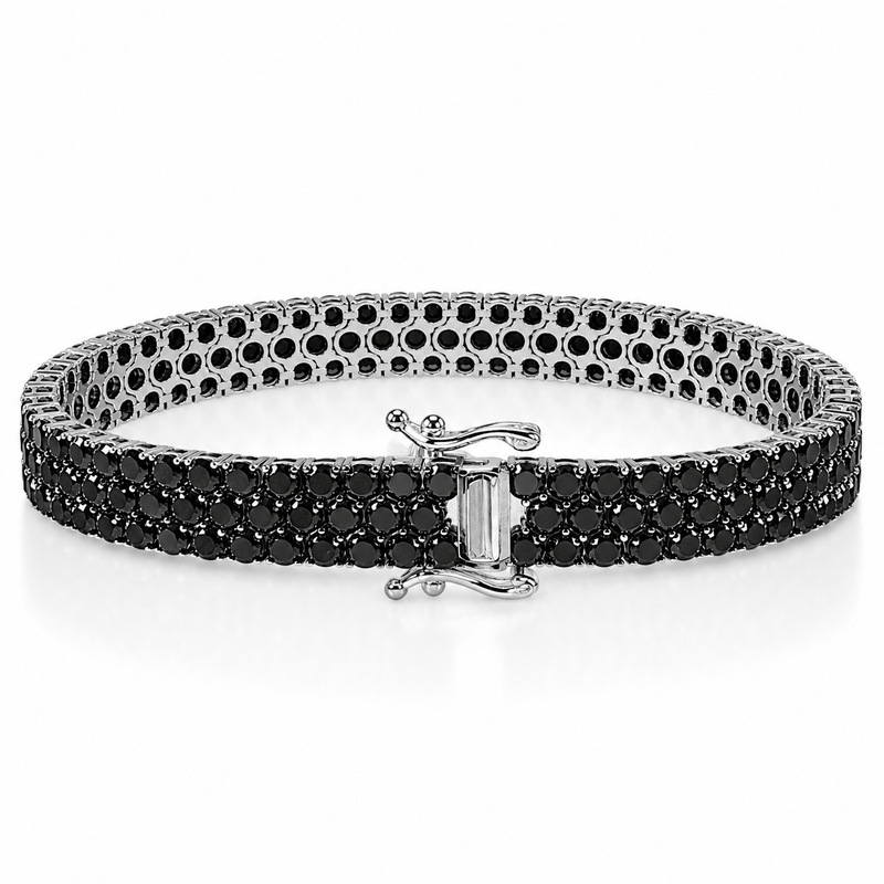 Black Elegance Triple-Row Tennis Bracelet 71647