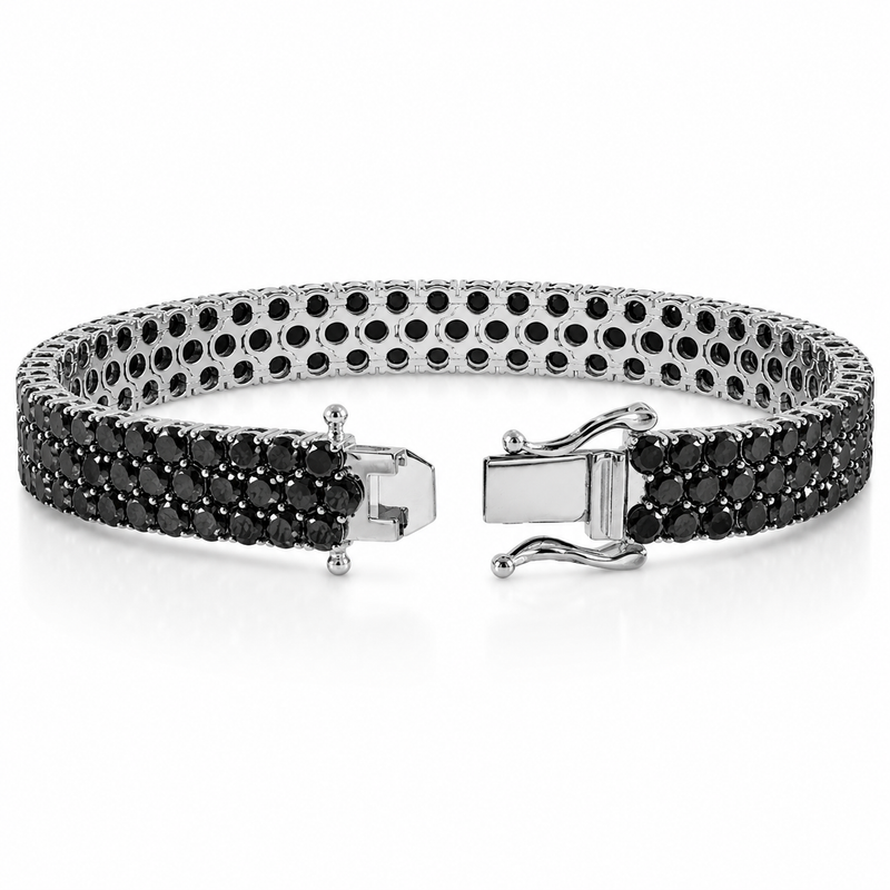 Black Elegance Triple-Row Tennis Bracelet 71647
