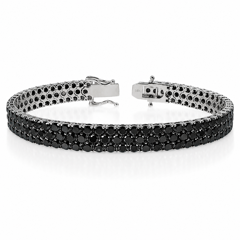 Black Elegance Triple-Row Tennis Bracelet 71647
