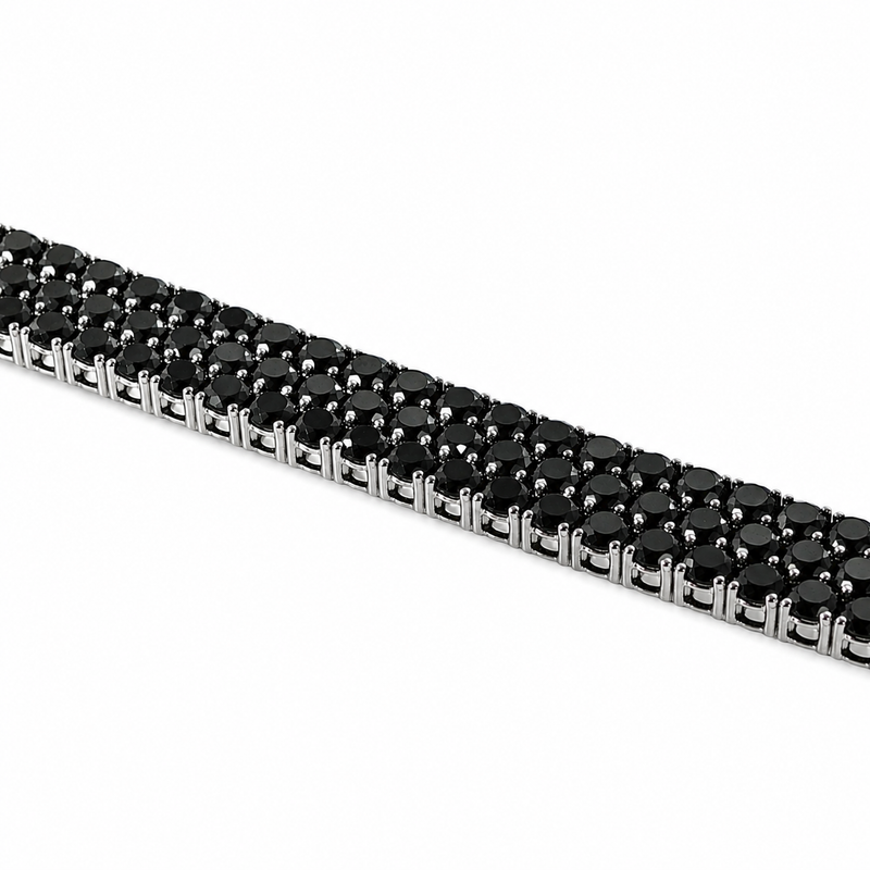 Black Elegance Triple-Row Tennis Bracelet 71647