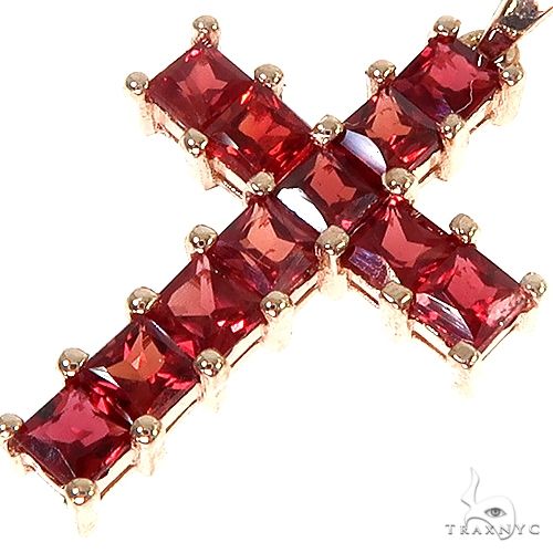 Blood Red Princess Cut Sapphire Cross 67086 | TraxNYC