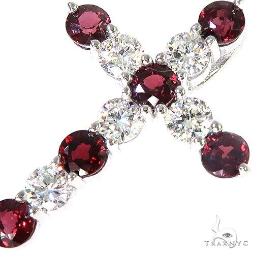 14K Gold Blood Red Sapphire Diamond Cross, photo 3 of 6
