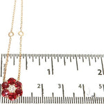 Blood Red Sapphire Diamond Flower Necklace 67217 - Image 5