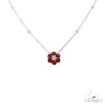 Blood Red Sapphire Diamond Flower Necklace 67224 - Image 1