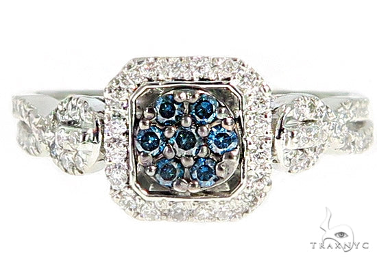 Blue Diamond Halo Ring 45571 - Image 2