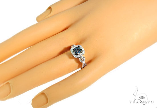 Blue Diamond Halo Ring 45571 - Image 7