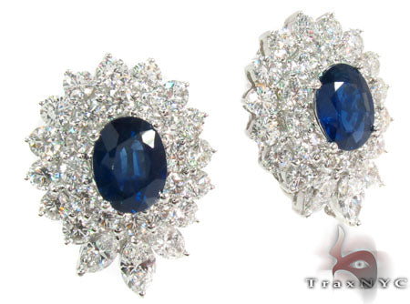 Cornflower Blue Sapphire Diamond Earrings 30469 - Image 2