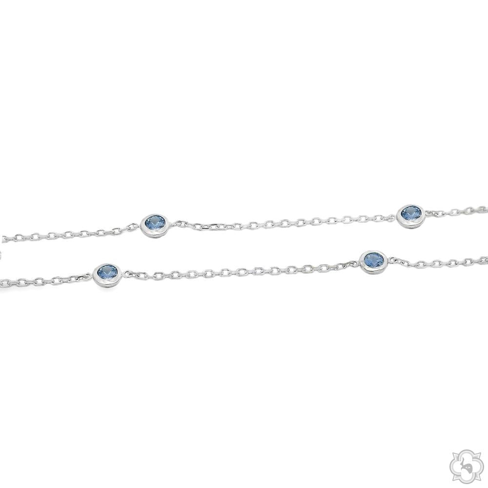 Blue Sapphire Bezel Necklace 70426 | TraxNYC
