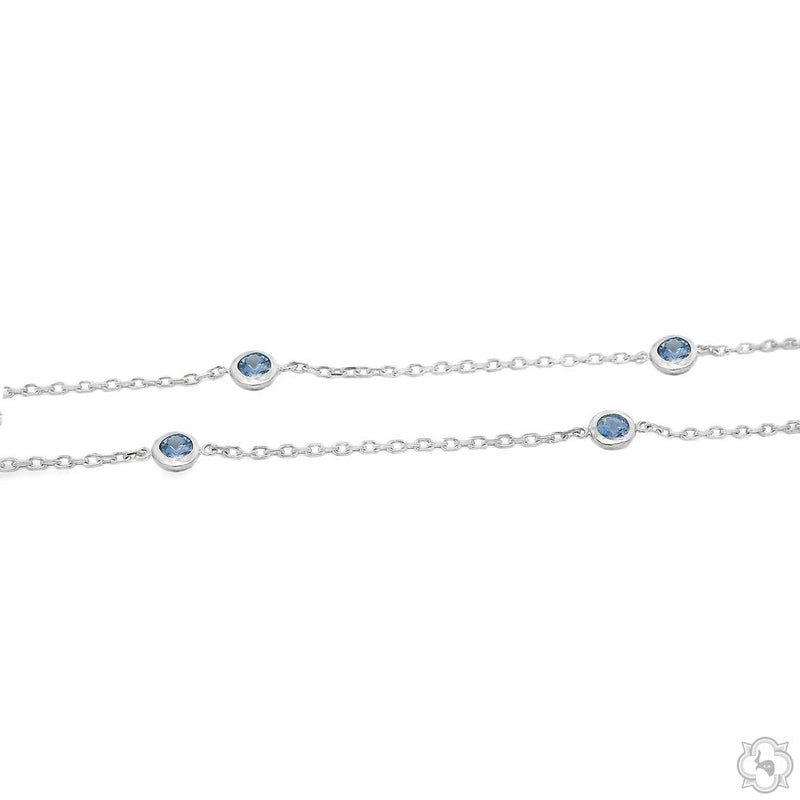 14K Yellow Gold Blue Sapphire Bezel Necklace, view 4