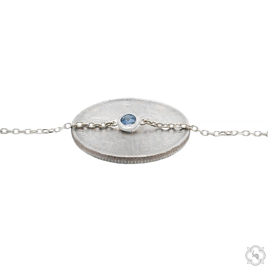 Blue Sapphire Bezel Necklace 70426 | TraxNYC