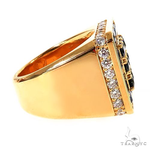 14K Gold Blue Sapphire Diamond Pinky Ring, photo 3 of 6