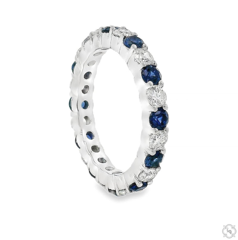 18K Gold Blue Sapphire Diamond Ring, photo 2 of 5