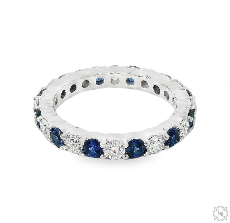 18K Gold Blue Sapphire Diamond Ring, photo 3 of 5