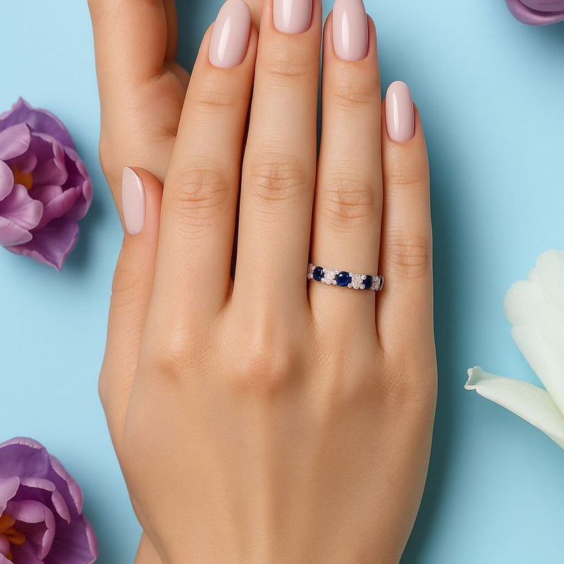 Blue Sapphire Diamond Ring 43118 - Image 5