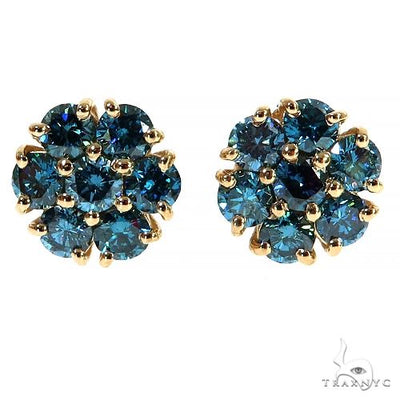 Blue Diamond Flower Earrings 68030 - Image 1