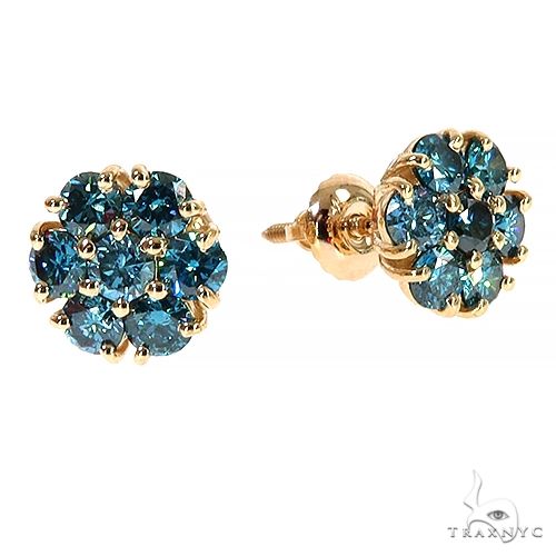 Blue Diamond Flower Earrings 68030 - Image 2
