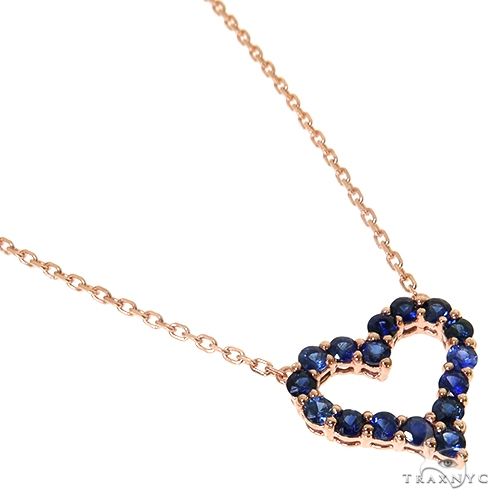 14K Gold Blue Sapphire Heart Necklace, photo 2 of 5