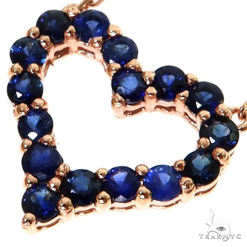 14K Gold Blue Sapphire Heart Necklace, photo 3 of 5