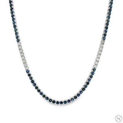 Blue Sapphire and Diamond Gradient Tennis Necklace 70542 - Image 1