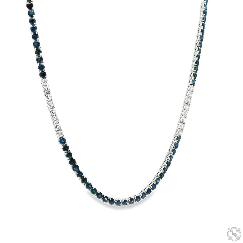 Blue Sapphire and Diamond Gradient Tennis Necklace 70542 - Image 2