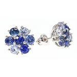Small Ocean Bloom Sapphire Diamond Flower Earrings 66791
